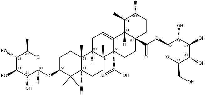 鸡纳酸 3-O-(6-脱氧-BETA-D-吡喃葡萄糖苷) 28-O-BETA-D-吡喃葡萄糖酯 结构式