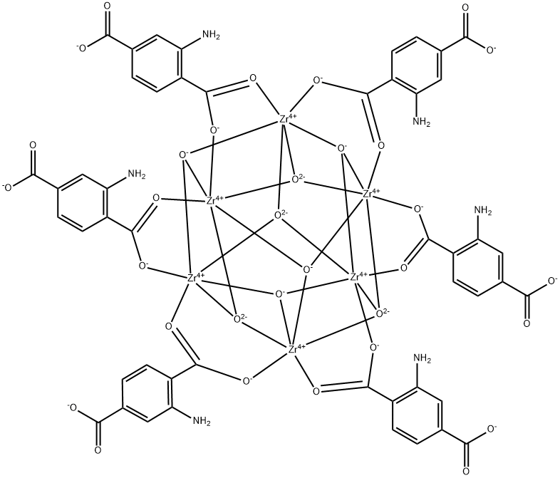 氨基苯二甲酸锆MOF(UIO-66-BDC-NH2,BDC-NH2:ZR = 0.9-1.0) 结构式