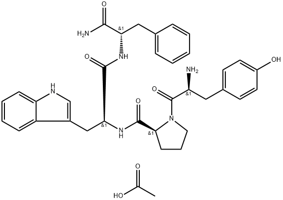 L-Phenylalaninamide, L-tyrosyl-L-prolyl-L-tryptophyl-, acetate (1:1) 结构式