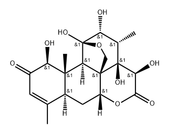 Picras-3-ene-2,16-dione, 11,20-epoxy-1,11,12,14,15-pentahydroxy-, (1β,11β,12α,15β)- Structure