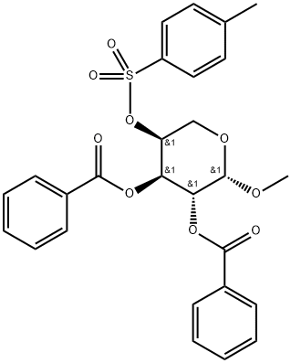 メチル2-O,3-O-ジベンゾイル-4-O-(p-トリルスルホニル)-β-L-アラビノピラノシド 化学構造式
