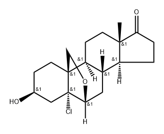 5 A-CHLORO-6 B,19-EPOXY-3 B -HYDROXY-5 A-ANDROSTAN-17-ONE, 13244-39-8, 结构式