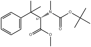 methyl (S)-2-((tert-butoxycarbonyl)(methyl)amino)-3-methyl-3-phenylbutanoate Struktur