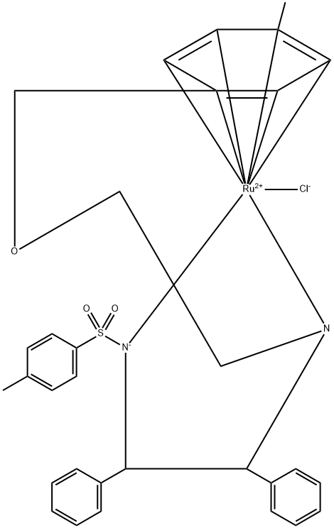N-[(1R,2R)-1,2-二苯基-2-(2-(4-甲基苄氧基)乙基氨基)乙基]-4-甲基苯磺酰胺(氯)钌(II) 结构式