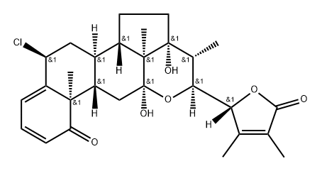 Ergosta-2,4,24-trien-26-oic acid, 6-chloro-12,22-epoxy-12,17,23-trihydroxy-1-oxo-, γ-lactone, (6α,12α,17α,22S,23R)- (9CI) Structure