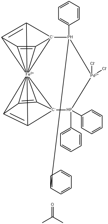 [1,1′-双(二苯基膦)二茂铁]二氯化钯(II)丙酮络合物, 138549-82-3, 结构式