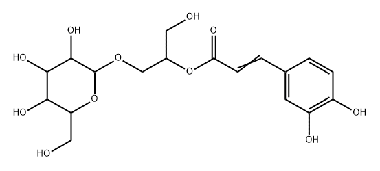 [(S)-2-[(3,4-ジヒドロキシ-trans-シンナモイル)オキシ]-3-ヒドロキシプロピル]β-D-グルコピラノシド 化学構造式