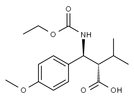 (S)-2-((S)-((乙氧基羰基)氨基)(4-甲氧基苯基)甲基)-3-甲基丁酸 结构式