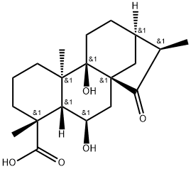 (4ALPHA,6BETA)-6,9-二羟基-15-氧代贝壳杉烷-18-酸, 1401419-88-2, 结构式