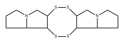 rel-(3aα*,3bβ*,5aα*,5bβ*,10aβ*,12aα*)-ドデカヒドロ-1H,6H-[1,2,5,6]テトラチオシノ[3,4-a:8,7-a']ジピロリジン 化学構造式
