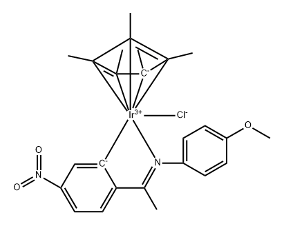 氯(五甲基环戊二烯){5-硝基-2-{1 - [(4-甲氧基苯基)氨基-N-]乙基}苯基-KC}铱, 1439402-25-1, 结构式