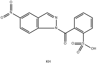 2-[(5-硝基-1H-吲唑-1-基)羰基]苯磺酸钾盐 结构式