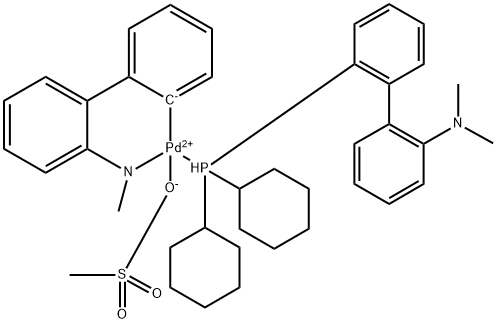 Methanesulfonato 2-dicyclohexylphosphino-2-(N,N-dimethylamino)biphenyl(2′-amino-1,1′-biphenyl-2-yl) palladium(II) Structure