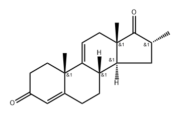 Androsta-4,9(11)-diene-3,17-dione, 16-methyl-, (16α)- Structure