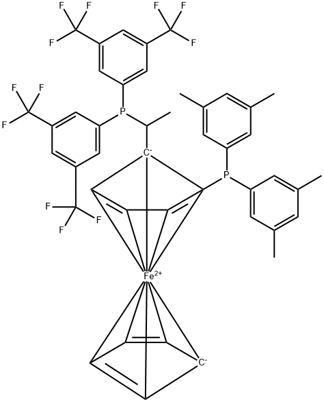 (S)-1-[(R)-2-二-(3,5-双(三氟甲基)苯基)膦基)-二茂铁基]乙基-二-(3,5二甲苯基)膦 结构式
