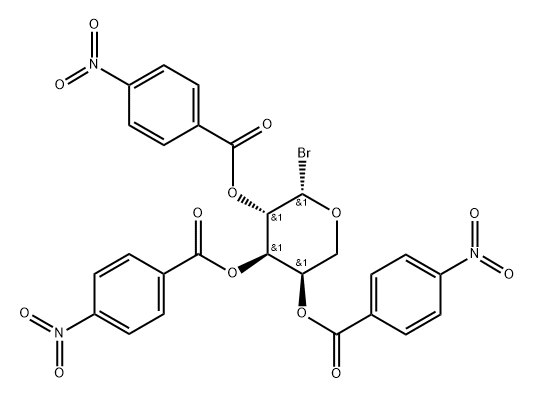 2-O,3-O,4-O-Tris(p-nitrobenzoyl)-β-D-arabinopyranosyl bromide 结构式