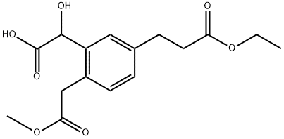 Methyl 2-(carboxy(hydroxy)methyl)-4-(3-ethoxy-3-oxopropyl)phenylacetate Struktur