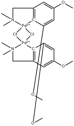 二-Μ-氯代双[2-[(二甲基氨基)甲基]-4,6-二甲氧基苯基-C,N]二钯(II) 结构式