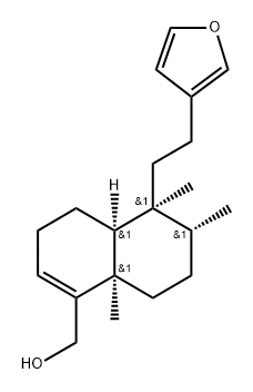 17,19-Dinor-5β,9βH-labda-3,13(16),14-trien-18-ol, 15,16-epoxy-5,9-dimethyl-, (-)- (8CI) Structure