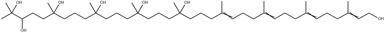 2,6,10,14-Hexatriacontatetraene-1,19,23,27,31,34,35-heptol, 3,7,11,15,19,23,27,31,35-nonamethyl-, (+)- Struktur