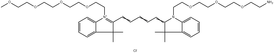 N-(m-PEG4)-N'-(amino-PEG3)-Cy5 Struktur