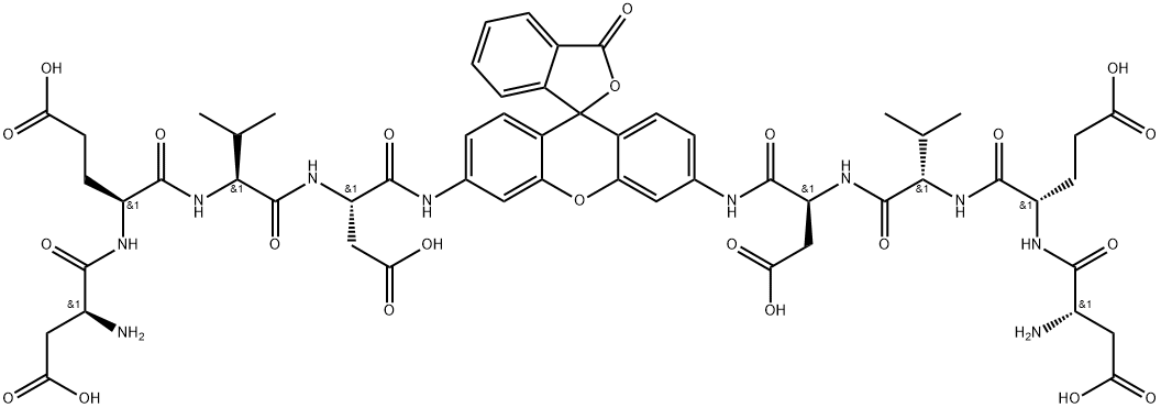 (H-ASP-GLU-VAL-ASP)2-RHODAMINE 110, 220846-75-3, 结构式