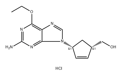((1S,4R)-4-(2-Amino-6-ethoxy-9H-purin-9-yl)cyclopent-2-en-1-yl)methanol Hydrochloride Structure