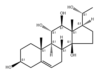 (17S,20R)-プレグナ-5-エン-3β,11α,12β,14β,20-ペンタオール 化学構造式