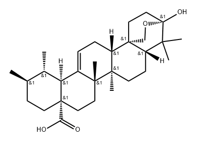 3β,25-エポキシ-3-ヒドロキシウルサ-12-エン-28-酸 化学構造式