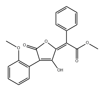 Benzeneacetic acid, α-[3-hydroxy-4-(2-methoxyphenyl)-5-oxo-2(5H)-furanylidene]-, methyl ester, (αE)- Struktur