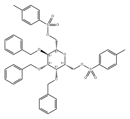 L-glycero-L-galacto-Heptitol, 2,6-anhydro-3,4,5-tris-O-(phenylmethyl)-, bis(4-methylbenzenesulfonate) Struktur