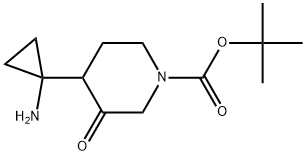 tert-butyl 4-(1-aminocyclopropyl)-3-oxopiperidine-1-carboxylate Struktur