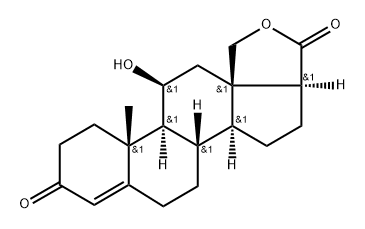 4-Androstene-17B-carboxylic acid-11B,18-diol-3-one-GAMMA-lactone Struktur