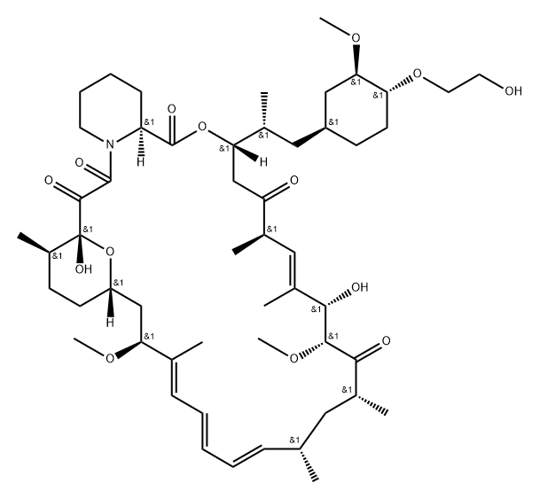 23,27-Epoxy(7E,15E,17E,19E)-3H-pyrido[2,1-c][1,4]oxaazacyclohentriacontine-1,5,11,28,29(4H,6H,31H)-pentone, 9,10,12,13,14,21,22,23,24,25,26,27,32,33,34,34a-hexadecahydro-9,27-dihydroxy-3-[(1R)-2-[(1S,3R,4R)-4-(2-hydroxyethoxy)-3-methoxycyclohexyl]-1-methy Structure