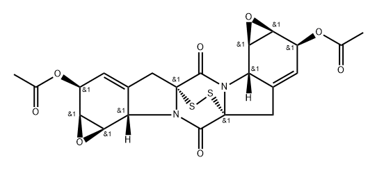 5H,11H-4a,10a-Epidithio-4H,10H-bisoxireno[g,g']pyrazino[1,2-a:4,5-a']diindole-5,11-dione, 2,8-bis(acetyloxy)-1a,2,6a,6b,7a,8,12a,12b-octahydro-, (1aS,2S,4aR,6aS,6bR,7aS,8S,10aR,12aS,12bR)- Structure
