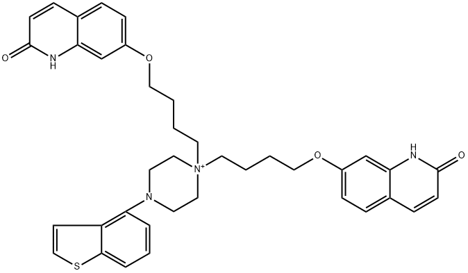4-(benzo[b]thiophen-4-yl)-1,1-bis(4-((2-oxo-1,2-dihydroquinolin-7-yl)oxy)butyl)piperazin-1-ium chloride