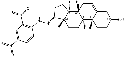 Androst-5-en-17-one, 3-hydroxy-, (2,4-dinitrophenyl)hydrazone, (3β)- (9CI) Structure
