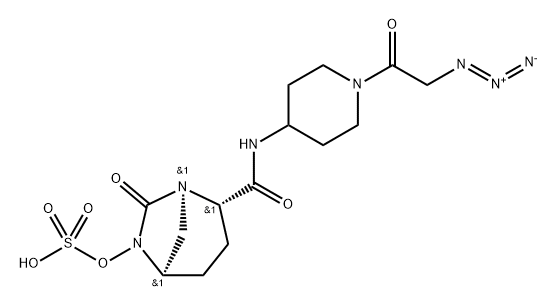(2S,5R)-2-((1-(2-azidoacetyl)piperidin-4-yl)carbamoyl)-7-oxo-1,6-diazabicyclo[3.2.1]octan-6-yl hydrogen sulfate Structure