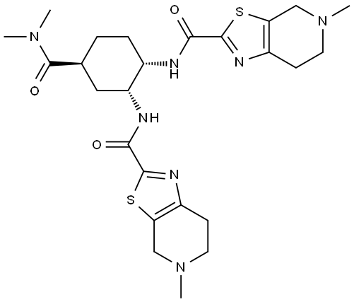 N,N'-((1S,2R,4S)-4-(dimethylcarbamoyl)cyclohexane-1,2-diyl)bis(5-methyl-4,5,6,7-tetrahydrothiazolo[5,4-c]pyridine-2-carboxamide) Struktur