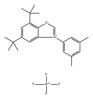 5,7-二叔丁基-3-(3,5-二甲基苯基)苯并[D]恶唑-3-鎓四氟硼酸盐 结构式