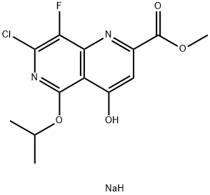 7-氯-8-氟-5-异丙氧基-2-(甲氧羰基)-1,6-萘吡啶-4-酸钠 结构式