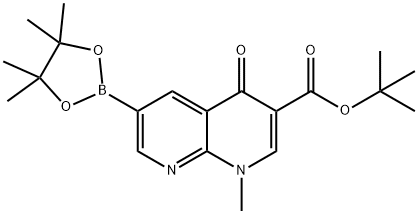 叔丁基1-甲基-4-氧代-6-(4,4,5,5-四甲基-1,3,2-二氧硼杂环戊烷-2-基)-1,4-二氢-1,8-萘啶-3 -羧酸盐 结构式