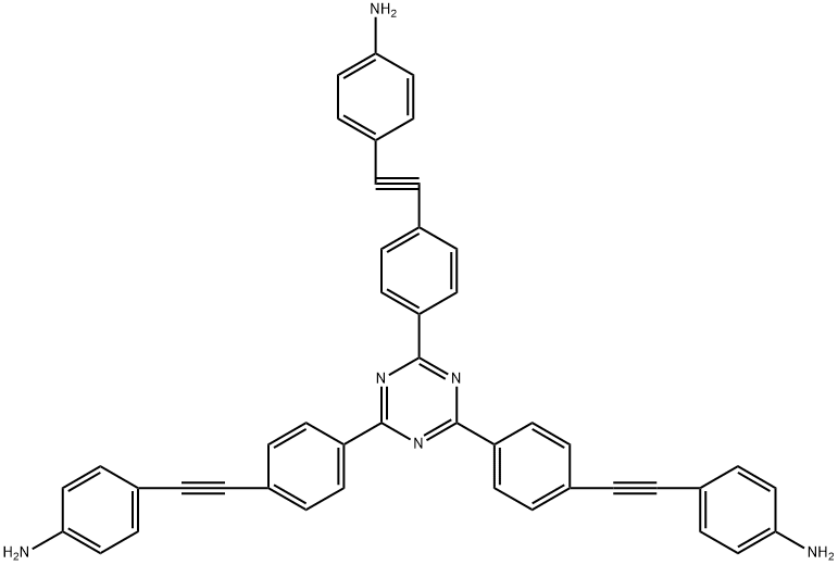 4,4',4''-(((1,3,5-三嗪-2,4,6-三基)三(苯-4,1-二基))三(乙炔-2,1-二基))三苯胺 结构式