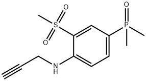 二甲基(3-(甲磺酰基)-4-(丙-2-炔-1-基氨基)苯基)氧化膦 结构式