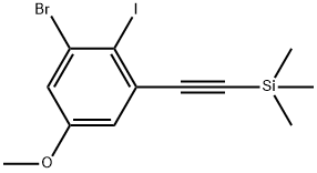 1-溴-2-碘-5-甲氧基-3-[2-(三甲基硅基)乙炔基]苯 结构式