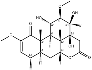 Picras-2-ene-1,16-dione, 11,13,14-trihydroxy-2,12-dimethoxy-, (11.alph a.,12.beta.)- Structure