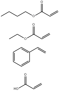 2-丙烯酸与2-丙烯酸丁酯、苯乙烯和2-丙烯酸乙酯的聚合物, 30323-62-7, 结构式