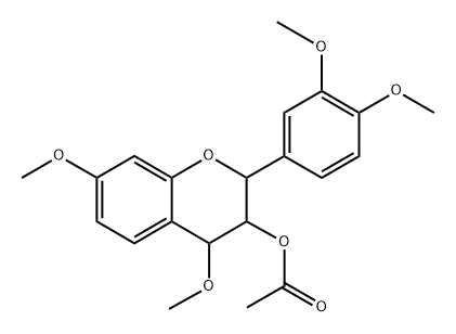rel-(+)-Acetic acid (2R*)-2α*-(3,4-dimethoxyphenyl)-4α*,7-dimethoxychroman-3β*-yl ester 结构式