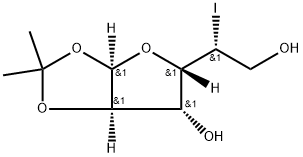 5-デオキシ-5-ヨード-1-O,2-O-(1-メチルエチリデン)-α-D-グルコフラノース 化学構造式