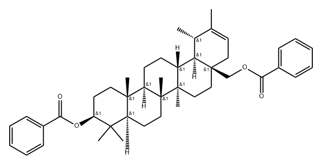 Urs-20-ene-3,28-diol, 3,28-dibenzoate, (3β,18α,19α)- Structure